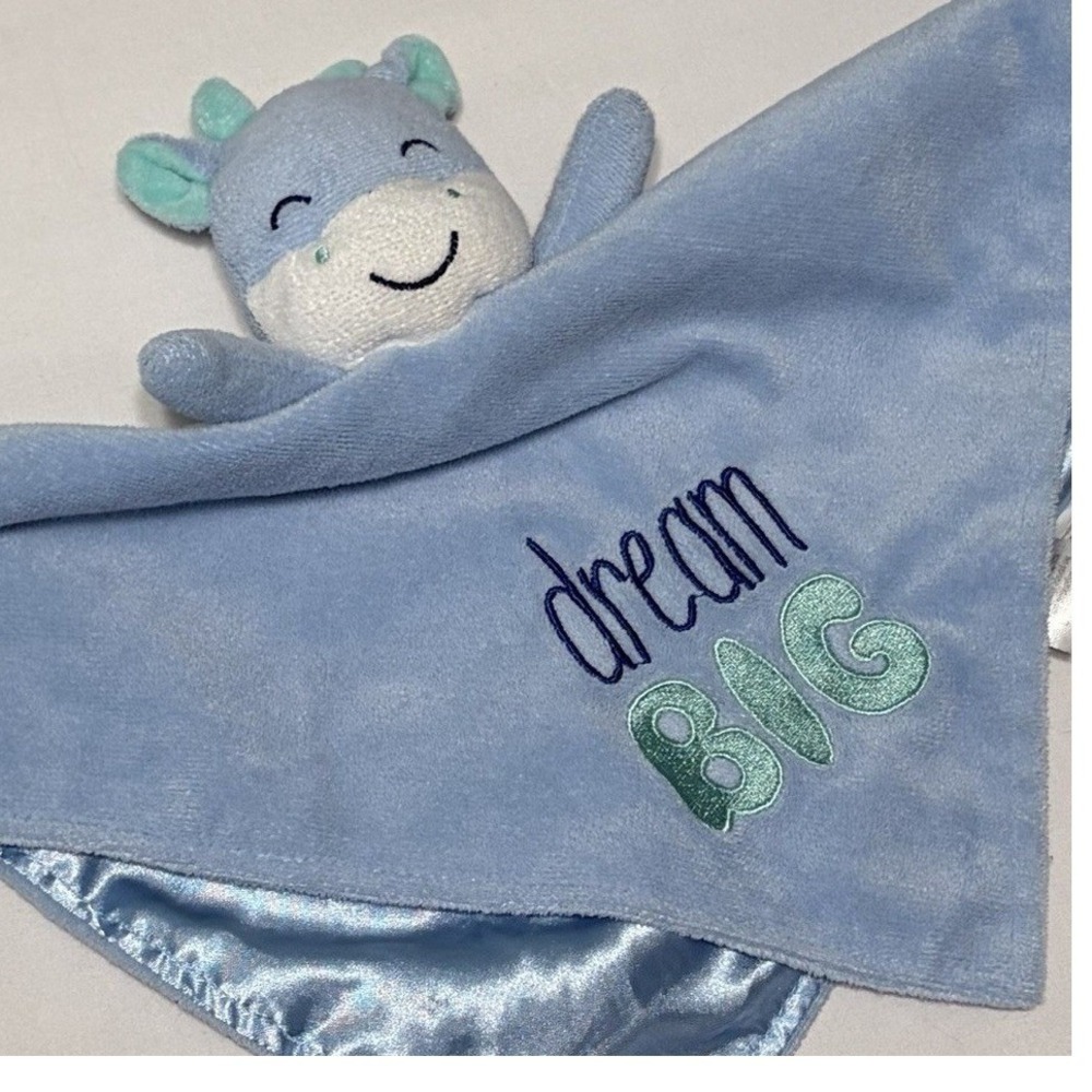 Cow Lovey Blue Satin Baby Snuggle Blanket 2018 Rattle